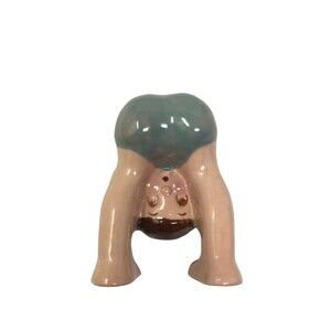 Little Girl Bent Over Peeking Through Knees Figurine Marked Vintage